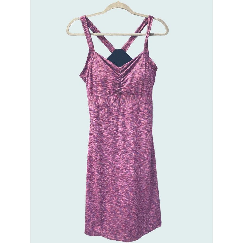 Prana Amaya Purple Space Dye Tank Dress Racerback Built In Bra Large Stretch - Picture 2 of 13